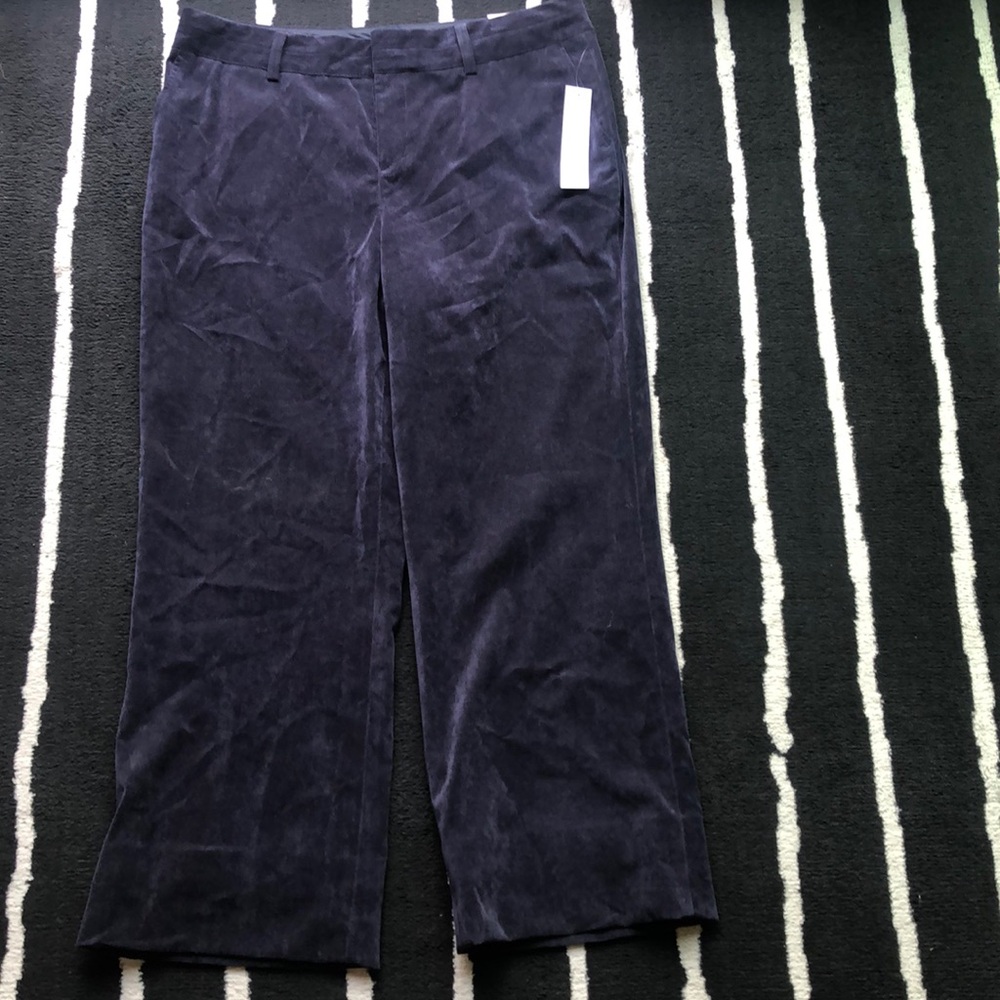 Coldwater Creek Navy Super Soft Small Width Corduroy Trouser Fit Pants size 16